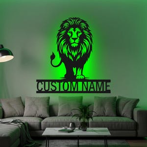 Custom Lion LED Metal Wall Art: Personalized Home Decor