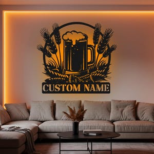 Custom Beer Bar LED Metal Sign: Personalized Home Pub Decor