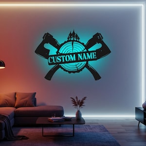 Custom Axe Throwing LED Metal Wall Art: Personalized Home Decor