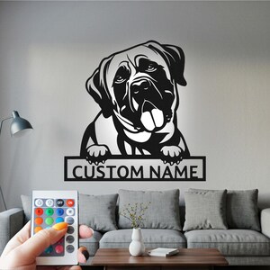 Custom Mastiff Dog Metal Wall Art with LED Light