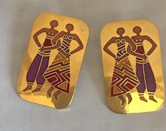 Vintage Earrings Laurel Burch "Dancers"
