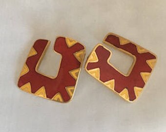 Vintage stud Earrings Laurel Burch "Galeza"