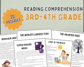 3rd-4th Grade Reading Comprehension Passages: Worksheets & Activities (Digital Download)