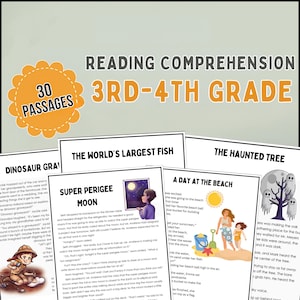 3rd-4th Grade Reading Comprehension Passages: ELA Worksheets (Printable)