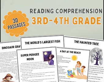 3rd-4th Grade Reading Comprehension Passages: ELA Worksheets (Printable)