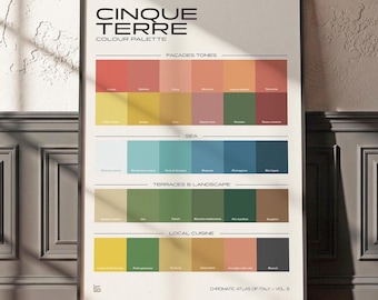 Cinque Terre Wall Art | Italian Colour Palette Poster | Coastal Village Decor | Italy Travel Print | Liguria Wall Art | Mediterranean Print
