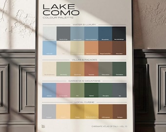 Lake Como Wall Art | Italian Colour Palette Poster | Luxury Lake Decor | Villa & Lakeside Art | Minimalist Color Swatch Chart | Pantone Art