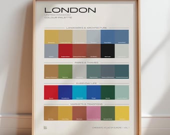 London Colour Palette Poster | UK Landmarks Architecture Wall Art | British Design Print | UK Travel Decor | Color Chart