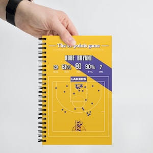 Kobe Bryant NBA-notitieboek met 81 punten | NBA-memorabilia cadeau | Journaling schetsen notities | Lakers-fancadeau | Boek met statistieken in basketbaljournaal