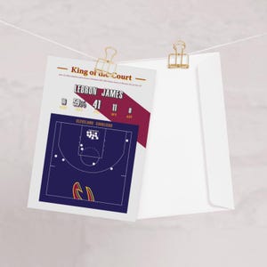 LeBron James-wenskaart NBA | NBA-memorabilia cadeau | Verjaardag basketbalkaart | Cadeau voor Cavs-fan | Idee voor sportkaarten voor speciale gelegenheden