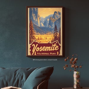 Yosemite vintage poster, Yosemite, Yosemite Poster, National Park, National Park Poster, National Park Print,  Nature Photography, Park
