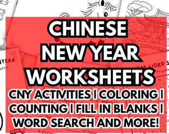 Lunar New Year Activity Bundle, Coloring Pages, Word Search (Digital Download)