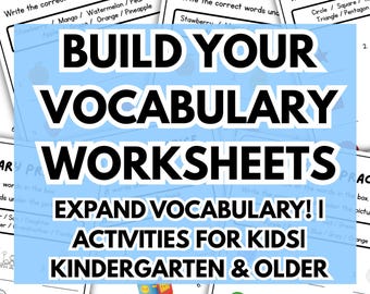 ESL Vocabulary Worksheet for Kids, English Word Practice, Fill in the Blank Activity, Early Literacy Game, Elementary Digital Download PDF