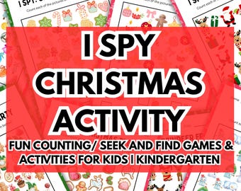 I Spy Christmas Activity Counting Game Seek and Find Worksheet Kindergarten Preschool Numbers Activity Digital Download