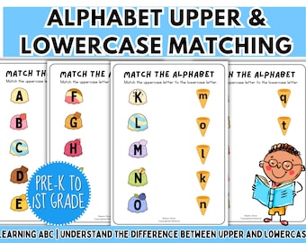 Alphabet Matching Worksheet Uppercase Lowercase Letter Montessori Phonics Printable ABC Homeschool