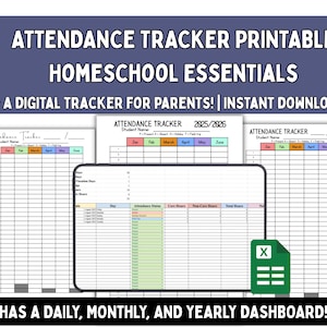 Attendance Tracker Printable Yearly Attendance Sheet Template Attendance Log Homeschool Attendance Record Attendance Chart for Teachers