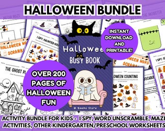 Halloween Activity Bundle: 200+ Kids Printable Worksheets (Digital Download)