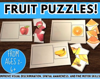Fruit Puzzle Toddlers Montessori Matching Game Busy Book Game Fine Motor Activity Hand Control Skills Classroom Homeschool Toy Pincer Grasp