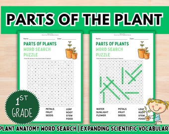Parts of the Plant Word Search Worksheet Label Printable Science Montessori Match Biology Science Activity Homeschool STEM