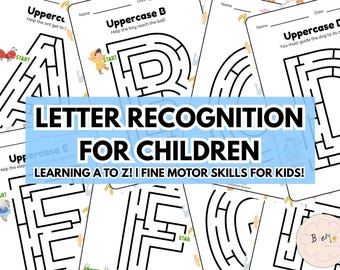 Alphabet Letters Maze Printable Worksheets Learn to Write Kindergarten Preschool Printable Handwriting Practice Fine Motor Skill Homeschool