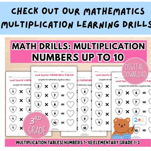 Multiplication Chart, Times Table, Printable Core Math Sheet, Third, Fourth, Fifth Grade, Homeschool Class Decor image 9