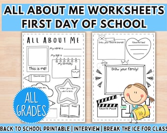 All About Me Worksheet: First Day of School Activity (Digital Download)