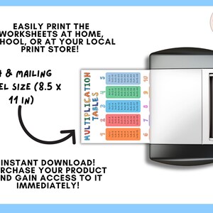 Multiplication Chart, Times Table, Printable Core Math Sheet, Third, Fourth, Fifth Grade, Homeschool Class Decor image 7