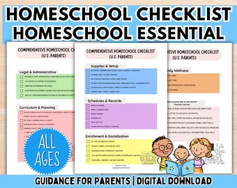 Homeschool Checklist Printable Tracker Student Planner Lesson Plan Daily Routine School Task Parent Guide