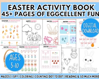 Easter Activity Pack, Kids Games, Spring Coloring, Word Search, Busy Book Easter Basket Filler, Digital Download