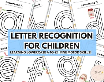 Alphabet Maze Worksheets: ABC Letter Tracing, Fine Motor Skills (Digital Download)