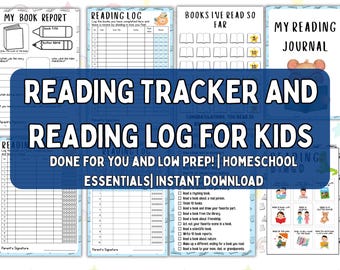 Reading Log Kids Reading Journal Bundle Homeschool Book Report Reading Log Reading Bingo Book Reading Tracker Digital Download