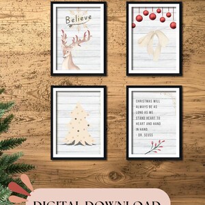 4 Imagens de arte de parede para impressão em PDF e JPG | Arte de parede de Natal | Citação do Dr. Seuss | Decoração de parede de Natal | Citação inspiradora | Arte de parede de Natal