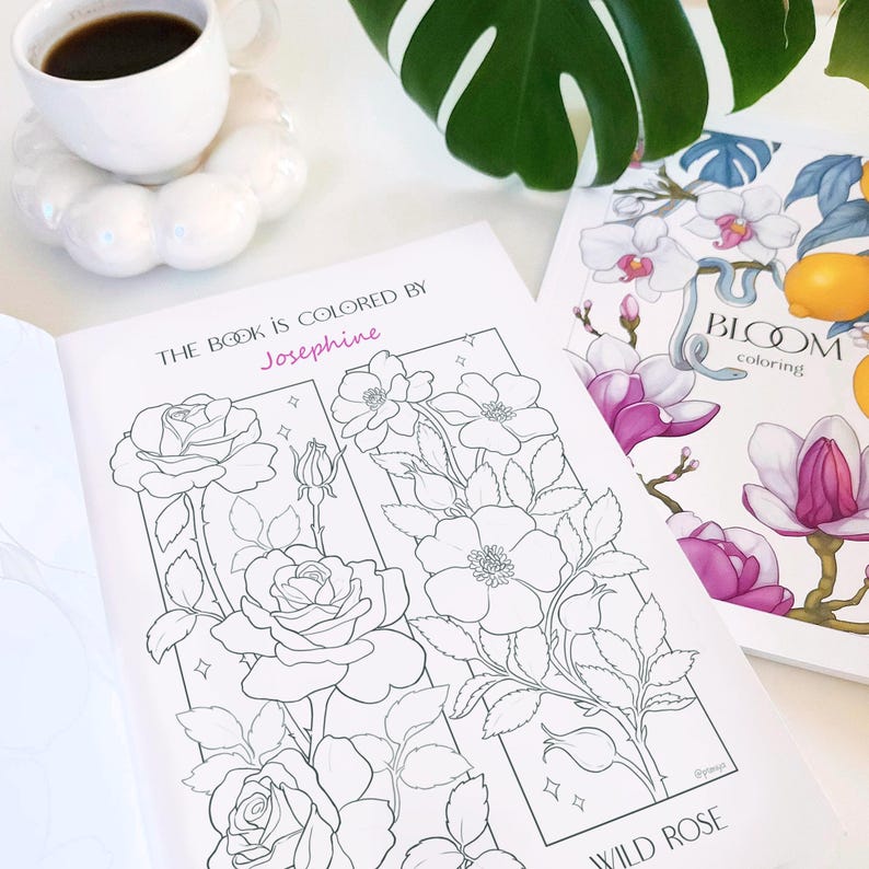 Adult Coloring Book Heavy Paper: Bloom.  Premium quality Floral and Botanical prints for relaxation and stress relief
