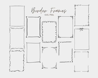 Cadres clipart bordure dessinés à la main, cadre lettre Doodle (SVG, PNG)