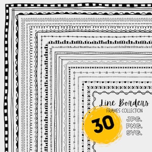 Clipart de borda desenhado à mão, molduras de rabiscos, planejador, moldura de carta, borda fofa, borda de página, elemento de diário de marcadores, clipart de professor, SVG PNG