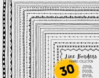 Hand-Drawn Border Clipart: Doodle Frames, Planner Accents (SVG PNG)