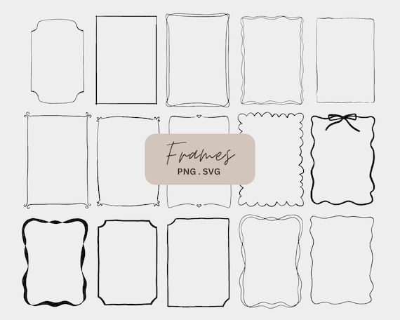 Hand-Drawn Frames Collection: Wedding Invitation Clipart (SVG PNG)