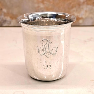 Rare French c.1809-1819 Silver (950+) Timbale Julep Tumbler/Beaker: Hallmarked Rooster/Coq 1st Standard
