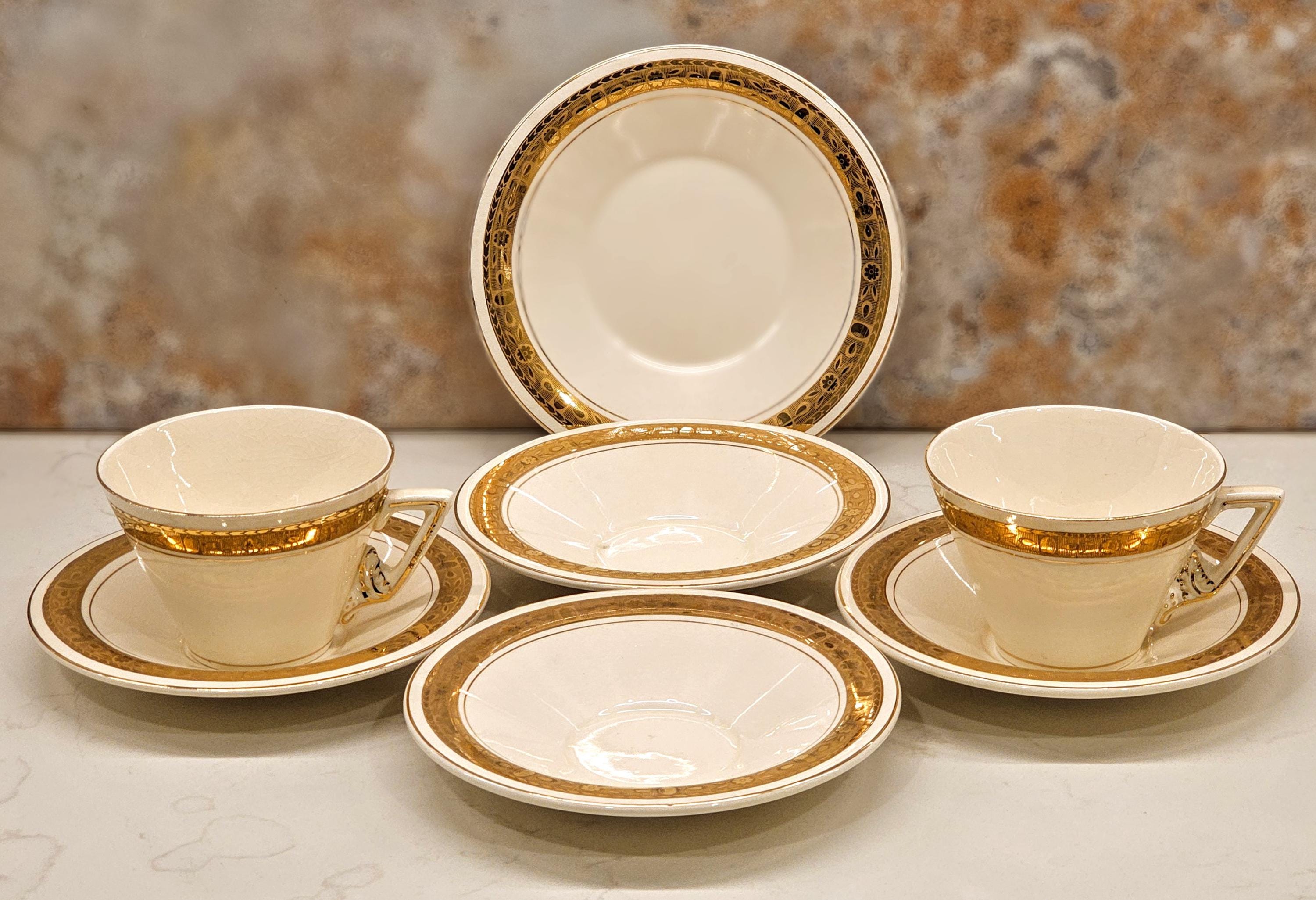 Vintage C.1930s Art Deco Burleigh 'zenith' Partial Tea Set of 2