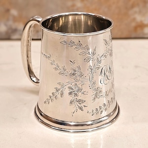 Antique Edwardian 1912 EJ Trevitt & Sons Sterling Silver Christening Cup/Tankard: 3" High