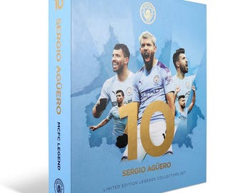 セルヒオ・アグエロのサイン入り、額入りのマンチェスター・シティ写真