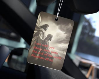 Bible Verse Air Freshener Clip, Car Scent, Religious Gift, Christian Car Deodorizer, Matthew 28:20 Scripture, Car Aroma Diffuser