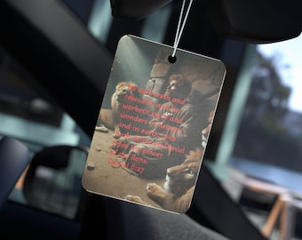 Bible Verse Car Air Freshener, Christian Car Accessory Gift, Scripture Car Scented Ornament, Religious Hanging Auto Decoration, Daniel 6:27