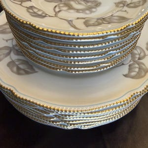 Vintage Castleton Gloria China, Sepia Rose, Gold Trim Dinnerware
