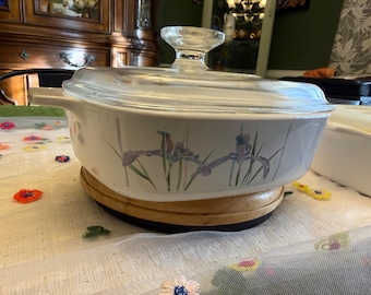 Corning Ware Shadow Iris P-43-B 700mL & A-1-B 1 Qt Casserole w/ Lids