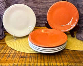 7 Fiesta 2000 Persimmon Luncheon Plates, Retired Fiesta Orange