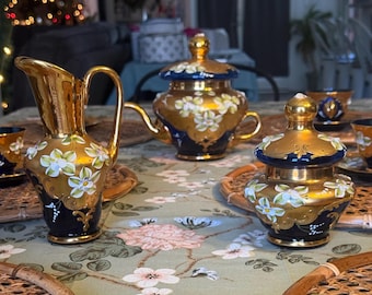 FREE SHIPPING- 15 Piece Set - Vintage Murano Venezia Cranberry