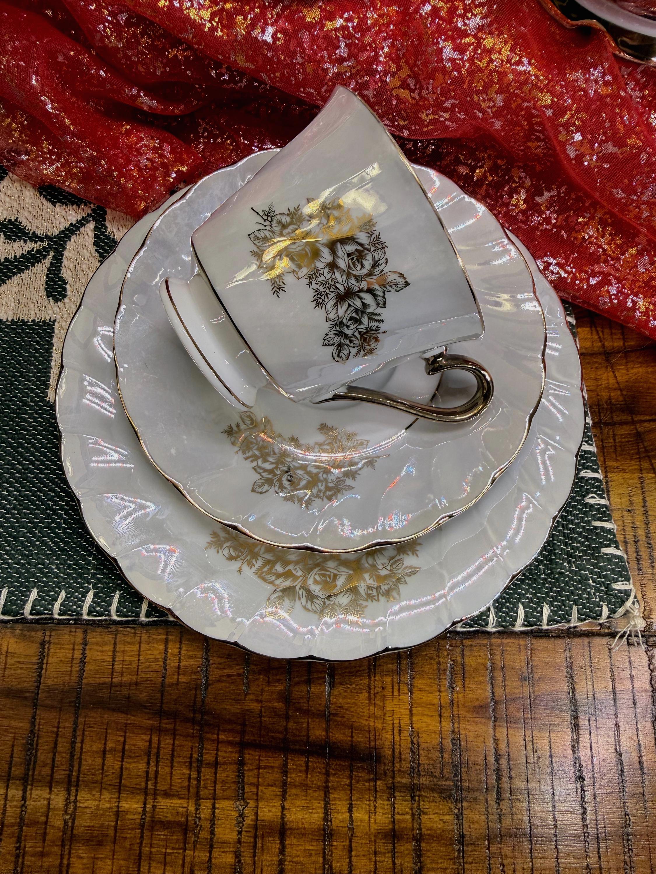 Luster Tea Set Vintage Japan Lusterware Tea Set 21 Piece Pastel Floral Gold Trim 1950s ...