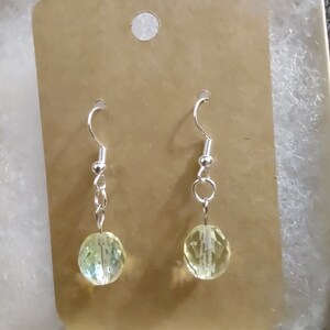 Glass bead earrings, silver hook