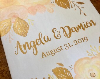 Wedding welcome sign painting, custom wedding sign keepsake, original flower hand painted boho design